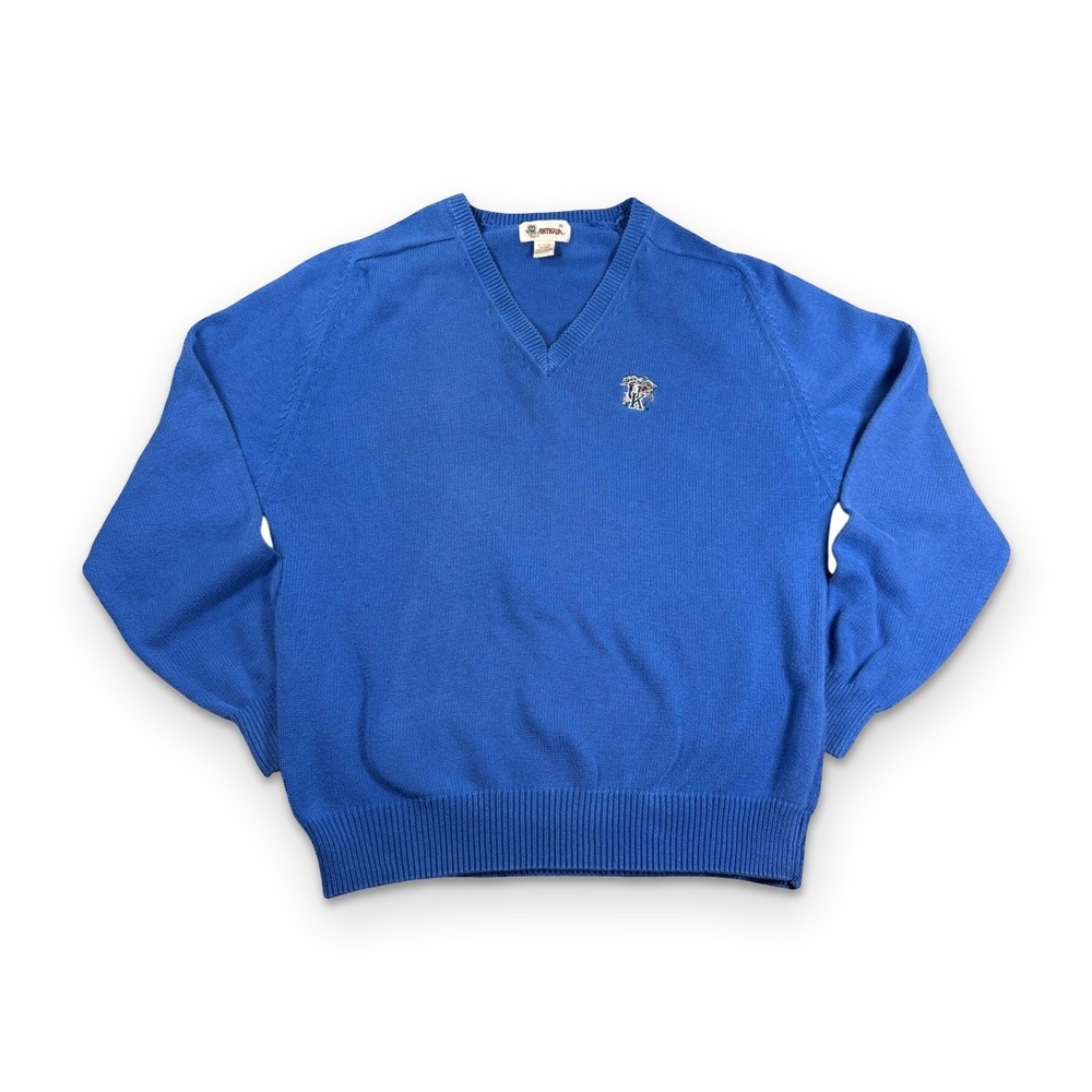 Vintage Kentucky Wildcats Sweater Mens XL Blue V-Neck Cotton Knit Antigua Alumni